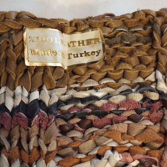 Women’s Genuine Leather Hand Knitted  Multi Colored Tee Shirt - Picture 6 of 6